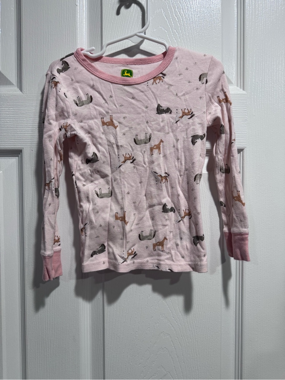 John Deere Pink Animal Print Girls' Long Sleeve Pajama Top
